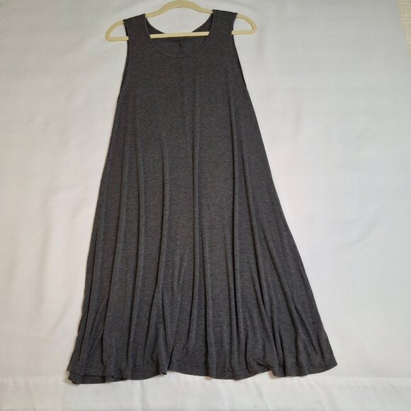 A-Line Swing Dress Size M Grey Round Neck Sleeveless Stretch Jersey - Picture 2 of 8
